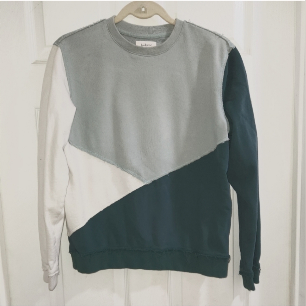 Bohme Geometric, Distressed Color Block Sweater, Small